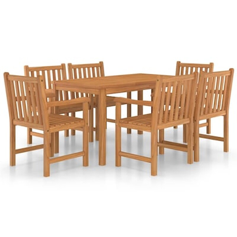 Σετ Τραπεζαρίας Κήπου Vidaxl Μασίφ Ξύλο Teak 7 Τμχ - Καφέ