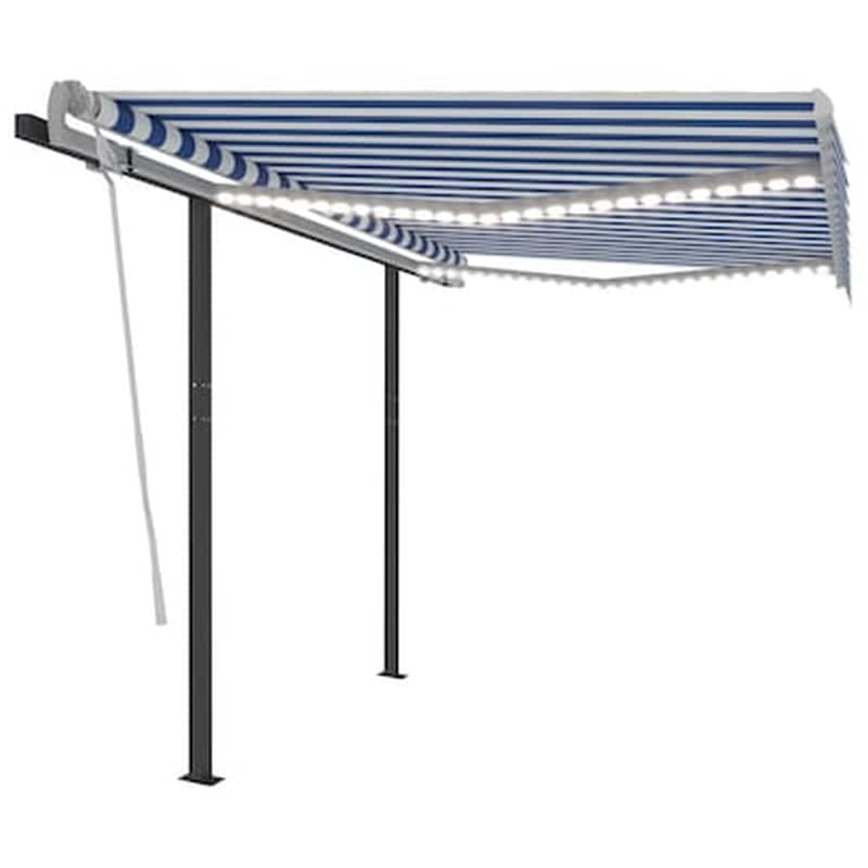 VIDAXL Τέντα Vidaxl Συρόμενη Χειροκίνητη με LED 3.5x2.5m - Λευκό/Μπλε