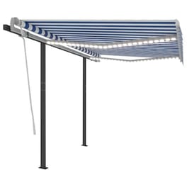 Τέντα Vidaxl Συρόμενη Χειροκίνητη με LED 3.5x2.5m - Λευκό/Μπλε