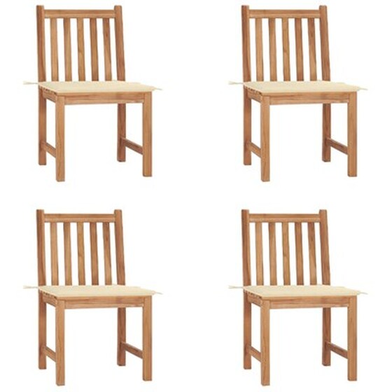 Vidaxl Καρέκλες Κήπου 4 Τεμαχίων Από Μασίφ Ξύλο Teak Με Μαξιλάρια image 1