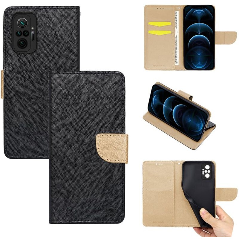 Θήκη Xiaomi Redmi Note 10 Pro - Sonique Trend Book - Μαύρο/ Χρυσό