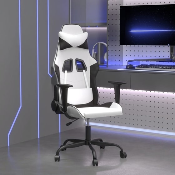 Καρέκλα Gaming VIDAXL 345409 με Ρυθμιζόμενα Μπράτσα από Τεχνητό Δέρμα - Λευκό / Μαύρο image 9