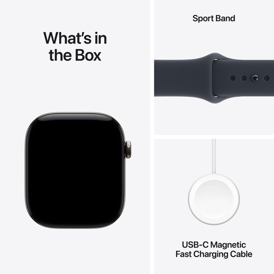 Apple Watch Series 12 GPS + Cellular 46mm Natural Titanium Case with Navy Blue Sport Band - S/M image 6