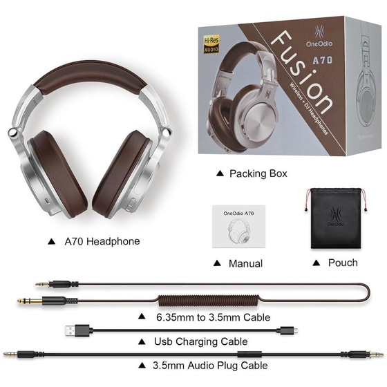 Ασύρματα/ενσύρματα Ακουστικά Κεφαλής OneOdio Fusion A70 - Ασημί image 2