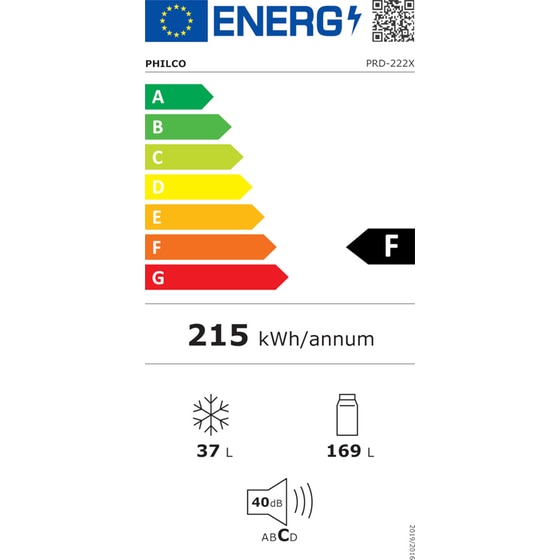 Δίπορτο Ψυγείο PHILCO PRD-222X 205 Lt με LED φωτισμό και Μεγάλη αυτονομία ψύξης - Inox image 3
