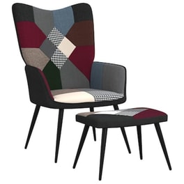 Πολυθρόνα Relax VidaXL Σχέδιο Patchwork από Ύφασμα με Σκαμπό
