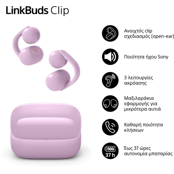 Ακουστικά Bluetooth Sony LinkBuds Clip - Lavender image 1