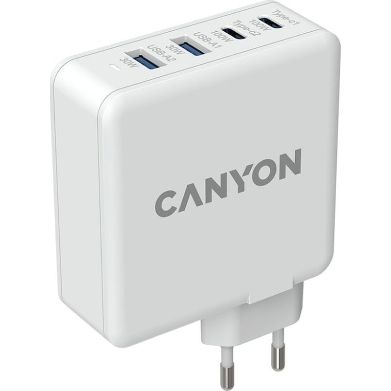 CANYON Canyon Power Adapter H-100 Gan PD 100W QC 3.0 30W - Λευκό