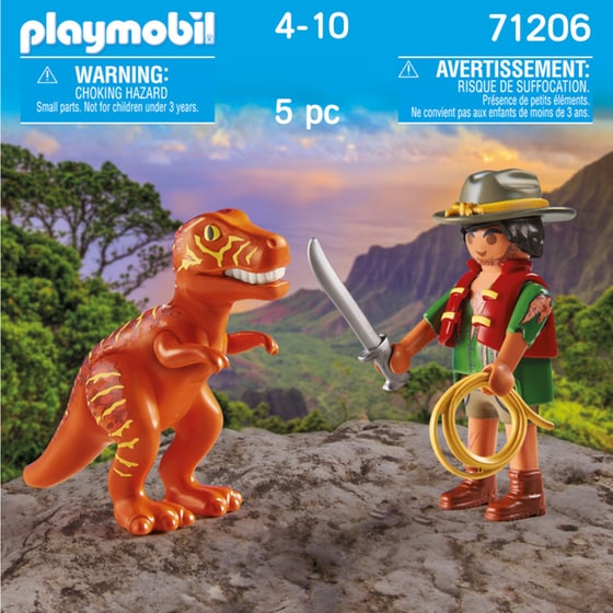 PLAYMOBIL® Duo Pack Dinos Εξερευνητής και T-Rex (71206) image 4