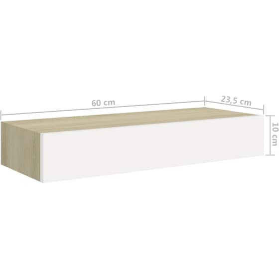 Ράφι Τοίχου VidaXL με Συρτάρι από MDF 60x23.5 cm - Δρυς/ Λευκό image 8