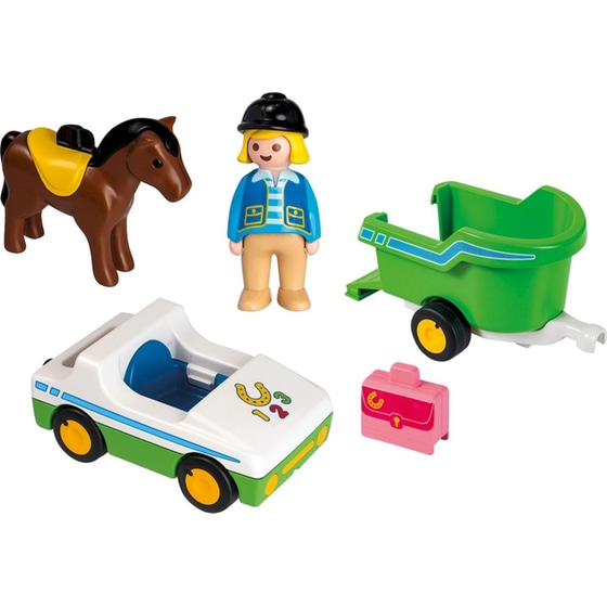 PLAYMOBIL® 1·2·3 Όχημα με Τρέιλερ Μεταφοράς Αλόγου (70181) image 1