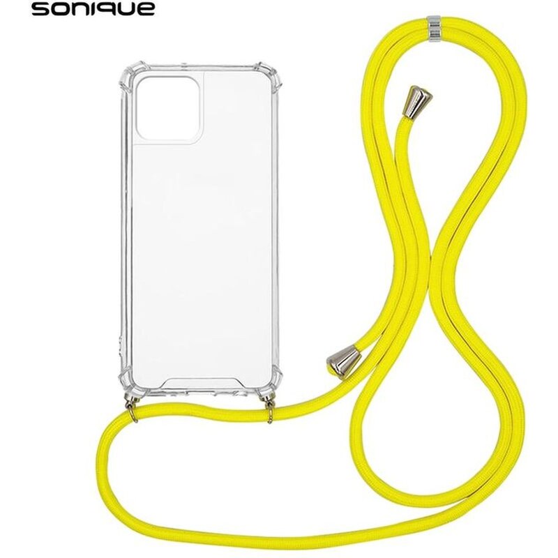 Θήκη Apple iPhone 15 - Sonique Armor Clear Με Κορδόνι - Κίτρινο