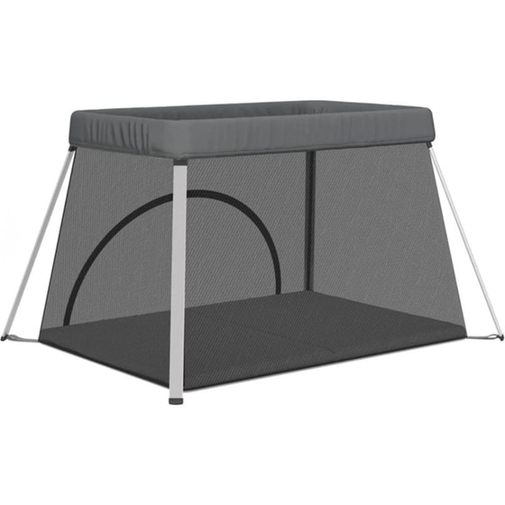 Παρκοκρέβατο VidaXL με Στρώμα & Δίχτυ Γκρι image 4