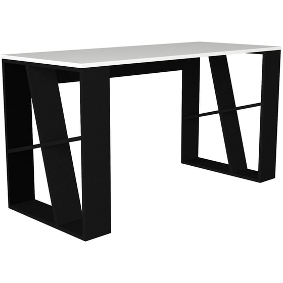 Γραφείο Μελέτης ArteLibre από Μελαμίνη 140x60cm - Μαύρο/Λευκό image 0