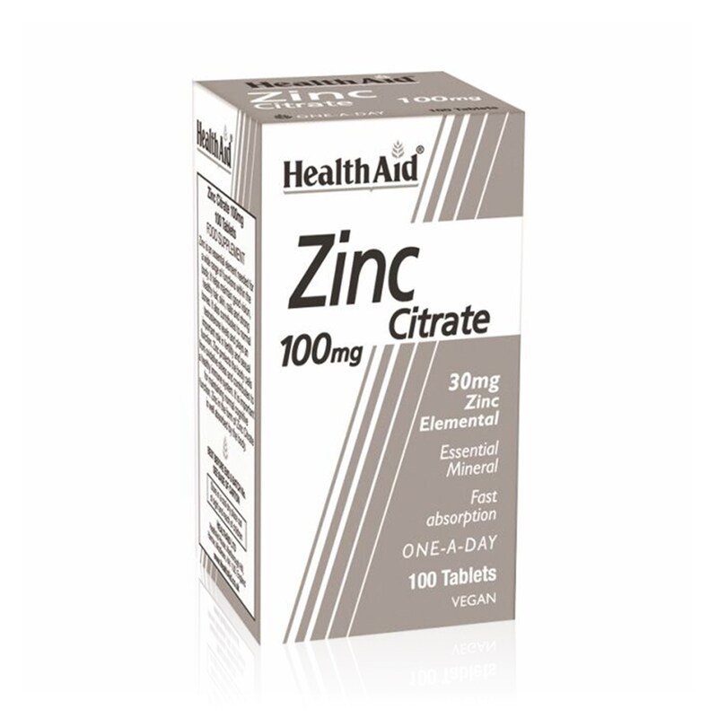 HEALTH AID Συμπλήρωμα Διατροφής Health Aid Zinc Citrate 100 mg - 100 Ταμπλέτες