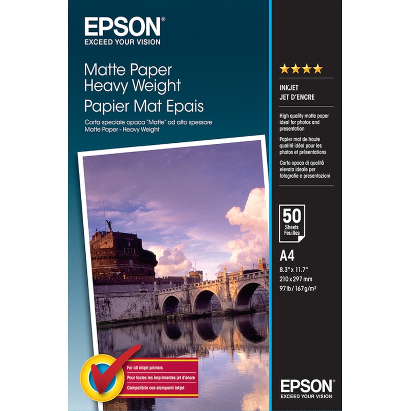 Epson Φωτογραφικό Χαρτί Matte A4 167 gr/m² για Inkjet Εκτυπωτές 50 φύλλα EPSON