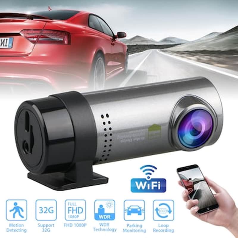 Wifi Mini Καταγραφική Κάμερα Αυτοκινήτου Full Hd 1080p 170° Με Ανιχνευτή Κίνηση