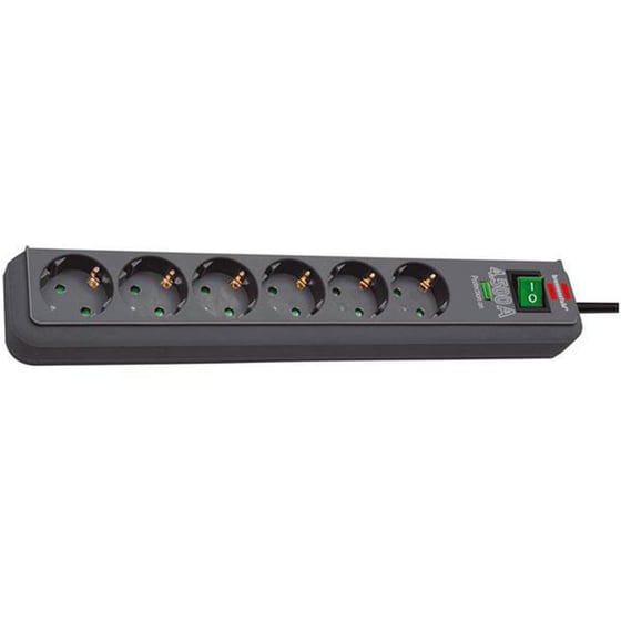 Πολύπριζο Ασφαλείας Brennenstuhl 1159710 13.500A 6 Θέσεων 1.5m - Μαύρο image 0