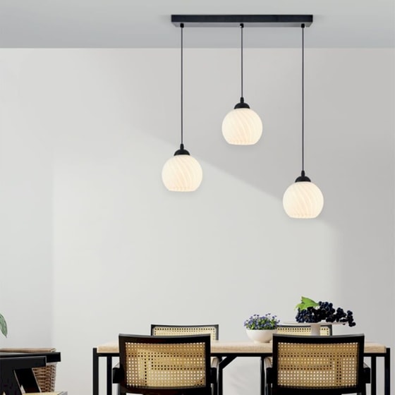 Φωτιστικό Οροφής Τρίφωτο Homelighting Swirl 77-8198 Γυάλινο/Μεταλλικό - Λευκό/Μαύρο image 2