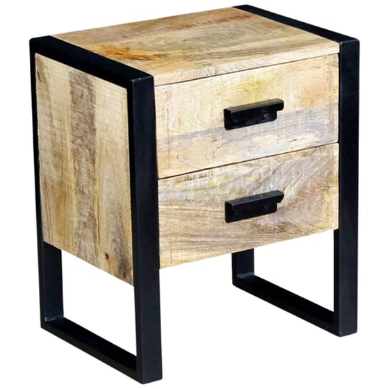 Κομοδίνο Vidaxl Από Μασίφ Ξύλο Μάνγκο 43x33x51 cm - Καφέ Μαύρο image 1