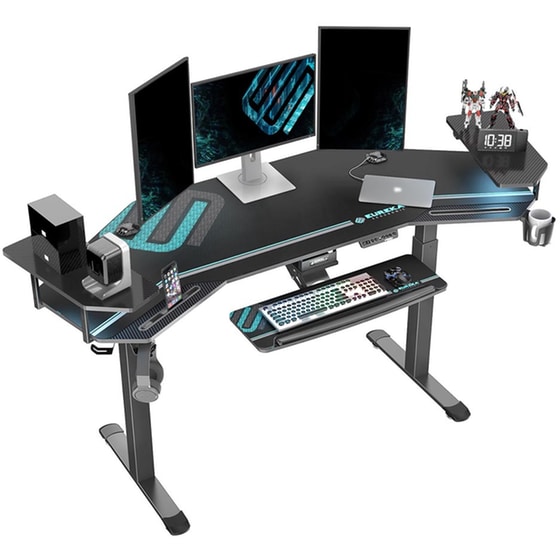 Γραφείο Gaming Eureka Ergonomic ERK-ES71-B BLK από Μοριοσανίδα 182x76 cm - Μαύρο image 0