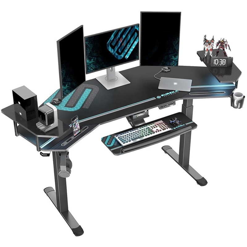 EUREKA ERGONOMIC Γραφείο Gaming Eureka Ergonomic ERK-ES71-B BLK από Μοριοσανίδα 182x76 cm - Μαύρο