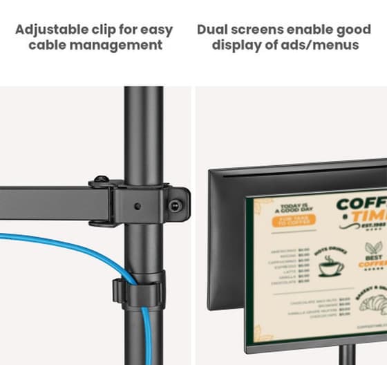 Brateck Pos Mounting Solution Βάση Γραφείου για 2 Οθόνες έως 32" με Βραχίονα image 4