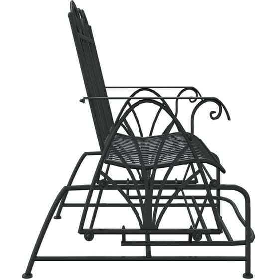 Διθέσιο Παγκάκι Κήπου VidaXL Κουνιστό Ατσάλινο 114x83x98 cm - Μαύρο image 5