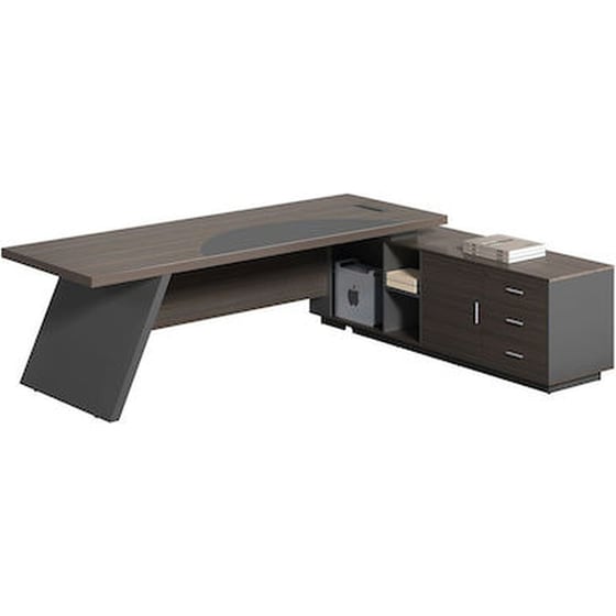 Γραφείο 24Mall 180x180x75cm Grey Walnut image 0