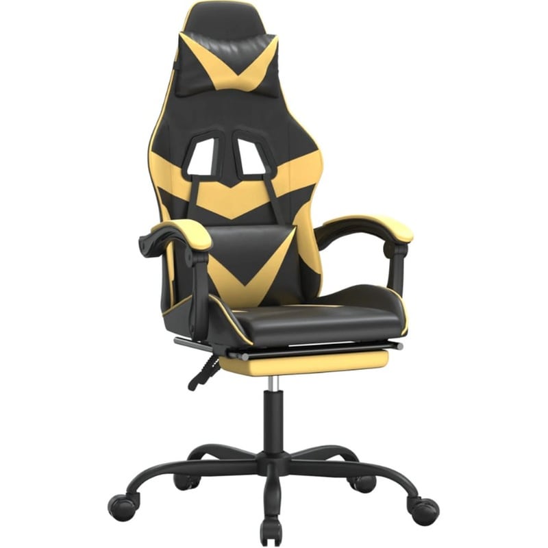Καρέκλα Gaming VIDAXL 349557 με Υποπόδιο από Τεχνητό Δέρμα - Μαύρο