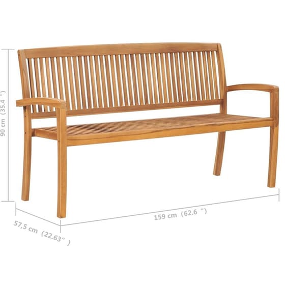 Παγκάκι Κήπου VidaXL με Μαξιλάρι από Μασίφ Ξύλο Teak 159x57.5x90 cm - Καφέ/Μαύρο image 7