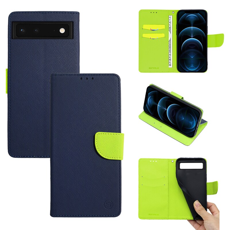 Θήκη Βιβλίο Google Pixel 6a - Sonique Trend Book - Σκούρο Μπλε Λαχανί