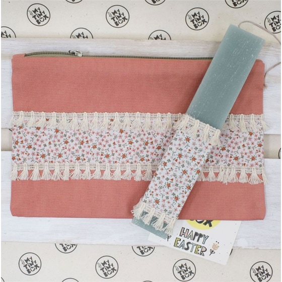 Λαμπάδα My Tiny Box Τσαντάκι Dusty Rose Σάπιο Μήλο - English Garden Μέντα image 0