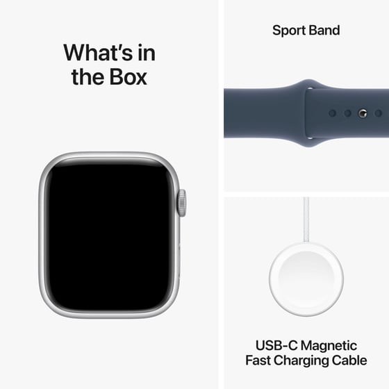 Apple Watch Series 9 Aluminium Silver GPS 45mm - Storm Blue Small/Medium image 9