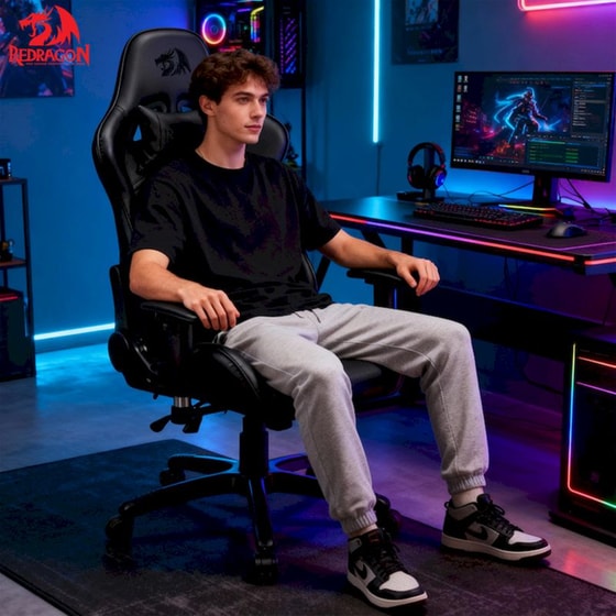 Καρέκλα Gaming Redragon C326 από Δερματίνη Μαύρη image 3