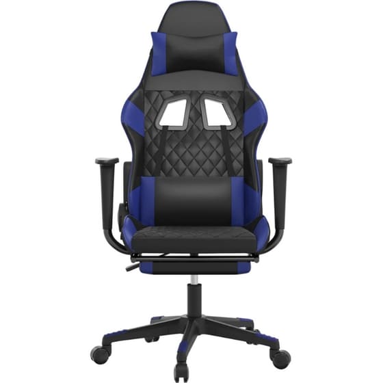 Καρέκλα Gaming VIDAXL 345522 με Υποπόδιο από Τεχνητό Δέρμα - Μαύρο / Μπλε image 2