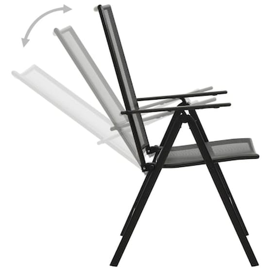 Καρέκλες Vidaxl Πτυσσόμενες Με Πλέγμα από Ατσάλι 4 Τεμ. 57x61x104cm - Ανθρακί image 4