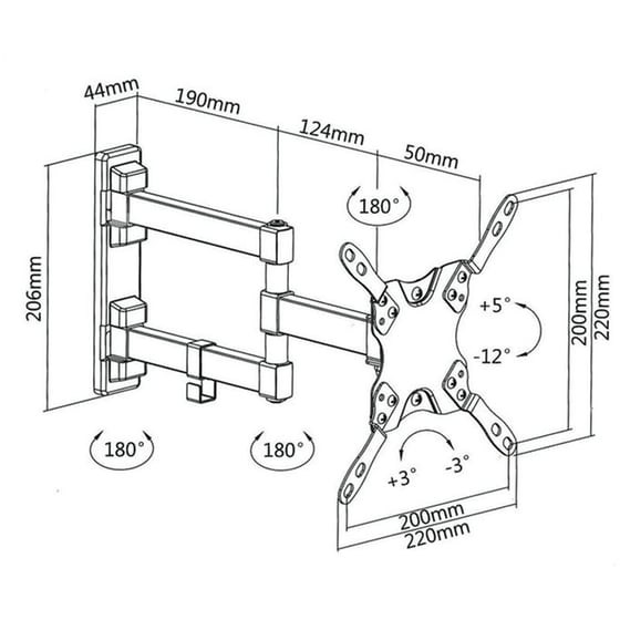 Βαση Τηλεόρασης Επιτοίχια Superior Motion Extra Slim Διπλού Βραχίονα με Ρύθμιση Κλίσης για 13"-42" έως 20 kg image 1