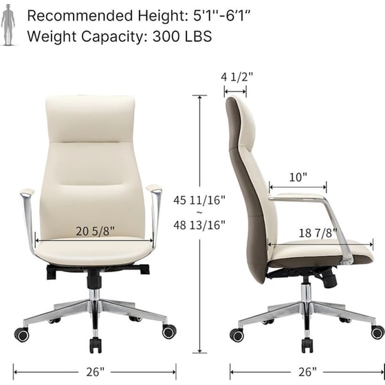 Καρέκλα Γραφείου Εργονομική Eureka Ergonomic ERK-OC08-OW από Δερματίνη - Λευκή image 10