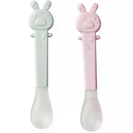 Κουτάλια Φαγητού Saro Soft Tip Ροζ/Γκρι - 2 Τμχ