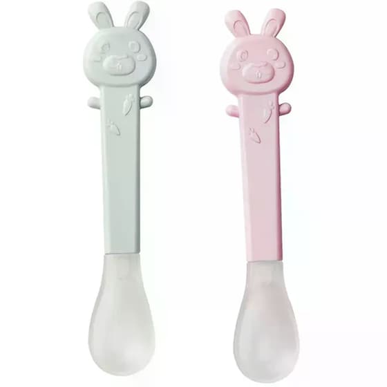 Κουτάλια Φαγητού Saro Soft Tip Ροζ/Γκρι - 2 Τμχ image 0