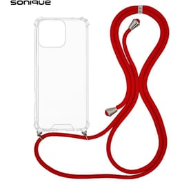 Θήκη Apple iPhone 16 Pro - Sonique Armor Clear Θήκη Σιλικόνης με Κορδόνι - Κόκκινο
