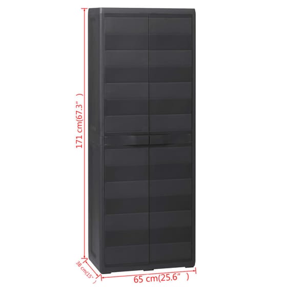 Ντουλάπα Γραφείου VidaXL Πλαστική  με 3 Ράφια 65x38x171 cm - Μαύρο image 8