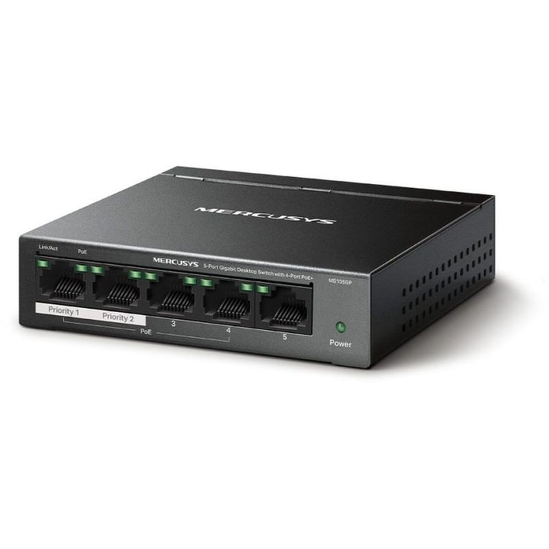 Mercusys MS105LP Network Switch Unmanaged L2 5-Port Gigabit Desktop with 4-Port PoE+
