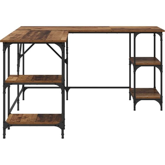 Γραφείο VidaXL από Επεξεργασμένο Ξύλο 139x139x75 cm - Παλιό Ξύλο image 5