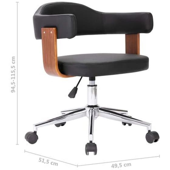 Καρέκλες Τραπεζαρίας από Ξύλο/Συνθετικό Δέρμα Vidaxl Περιστρεφόμενη 4 Τμχ - Μαύρες image 6