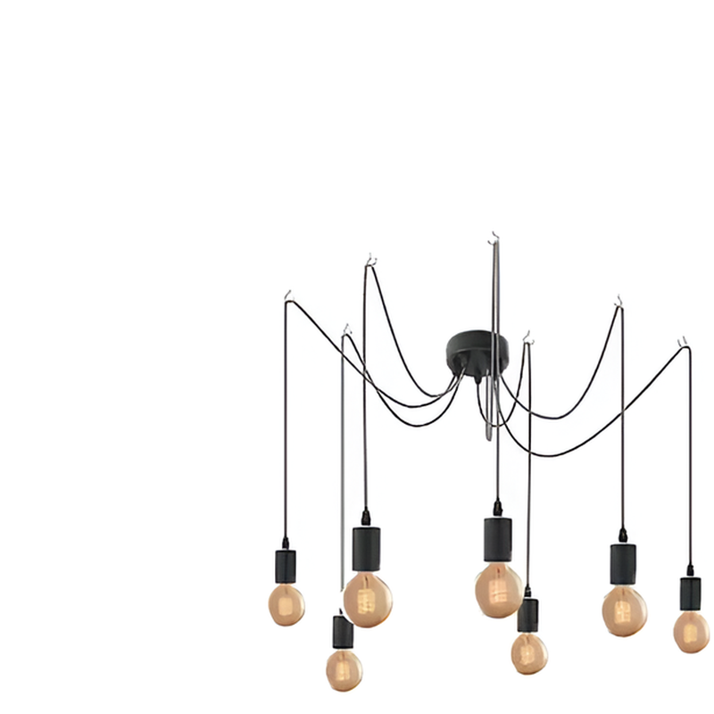 ARIA TRADE Κρεμαστό Μεταλλικό Φωτιστικό Οροφής Με 7 Προεκτάσεις Σε Μαύρο Χρώμα