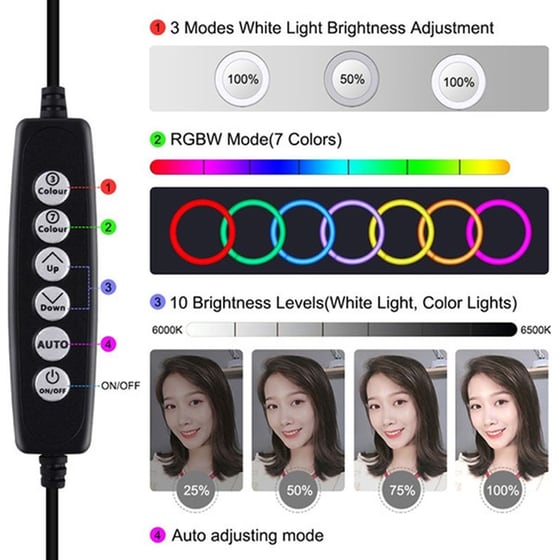Ring Light με Βάση Κινητού Puluz Pkt3044 RGB 26cm - Πολύχρωμο image 5