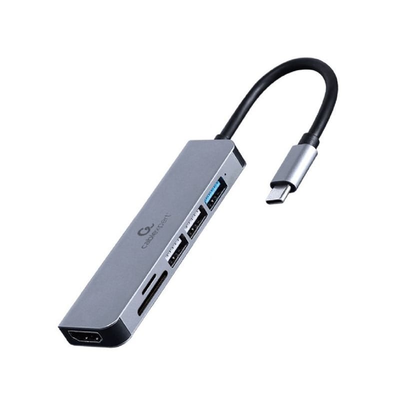 Cablexpert A-CM-COMBO6-02 USB Hub 6 σε 1 USB-C - Ασημί