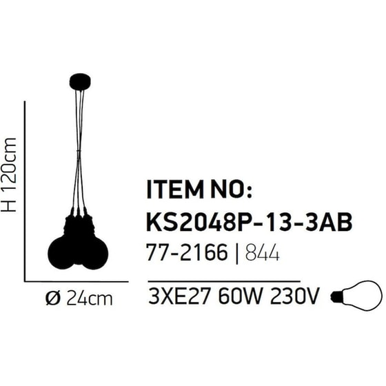 Φωτιστικό Οροφής Τρίφωτο Homelighting Magnum 77-2166 Μεταλλικό - Μπρονζέ image 1